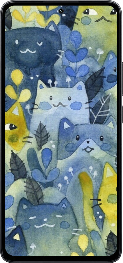 Силиконовый чехол С изображением кошачьего леса для Xiaomi Poco M7 Pro 5G - 6447u-3942 изображение 