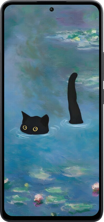 Силиконовый чехол С изображением кота и водяной лилии Monet для Xiaomi Poco M7 Pro 5G - 6519u-3942 изображение 