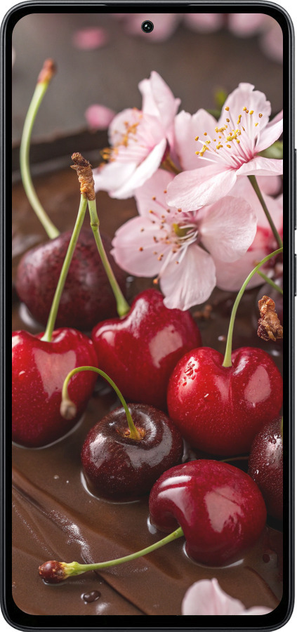 Силіконовий чехол Вишня у шоколаді для Xiaomi Poco M7 Pro 5G - 6698u-3942 изображение 