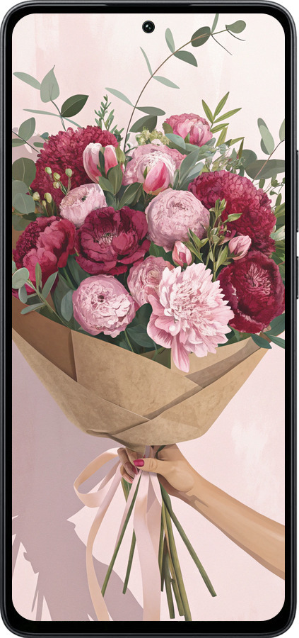 Силиконовый чехол Пионы 1 для Xiaomi Poco M7 Pro 5G - 6705u-3942 изображение 