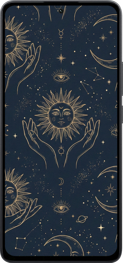 Силіконовий чехол Celestial Harmony: Sun & Moon Gold Mystic Pattern для Xiaomi Poco M7 Pro 5G - 6778u-3942 изображение 