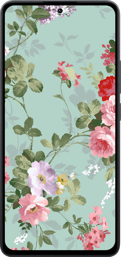 Силиконовый чехол Цветочные обои 2 для Xiaomi Poco M7 Pro 5G - 862u-3942 изображение 