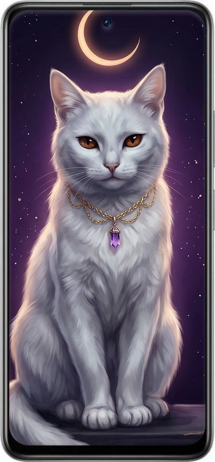 Силиконовый чехол Mystic White Cat Gothic Dark Purple Gold для Xiaomi Poco X3 GT - 6805u-2511 изображение 
