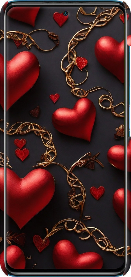 3D пластиковый матовый чехол Сердечки для Xiaomi Poco X3 Pro - 5831m-2938 изображение 