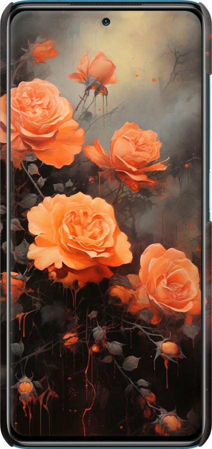 3D пластиковый матовый чехол Оранжевые розы для Xiaomi Poco X3 - 5944m-2073 изображение 