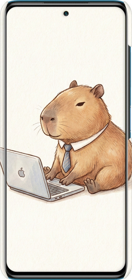 3D пластиковий матовий чехол Funny Capybara CEO Working для Xiaomi Poco X3 Pro - 6777m-2938 изображение 