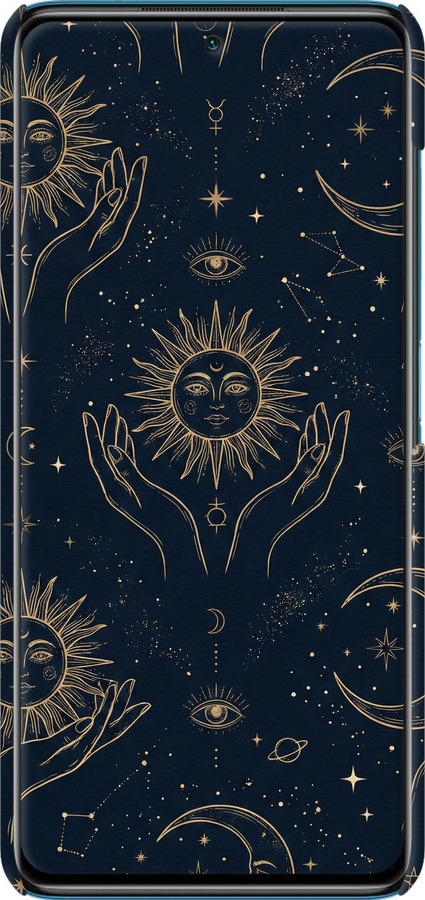 3D пластиковый матовый чехол Celestial Harmony: Sun & Moon Gold Mystic Pattern для Xiaomi Poco X3 - 6778m-2073 изображение 