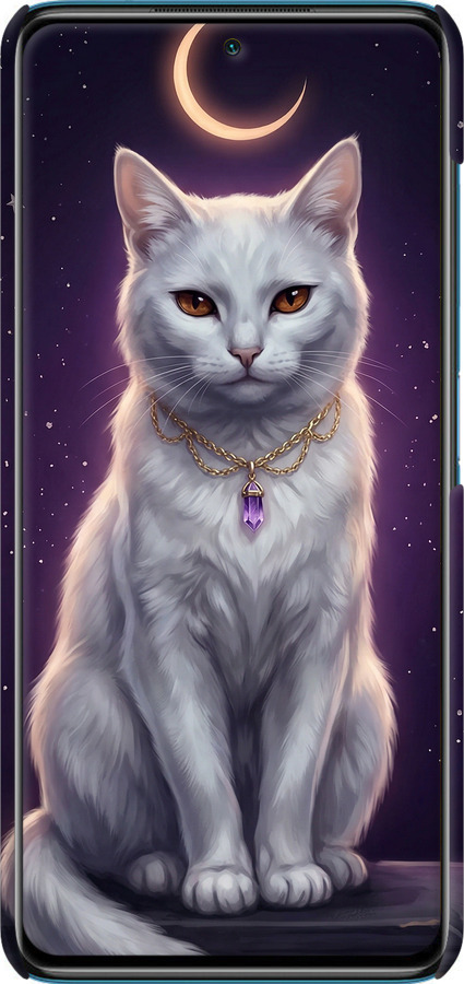 3D пластиковий матовий чехол Mystic White Cat Gothic Dark Purple Gold для Xiaomi Poco X3 - 6805m-2073 изображение 