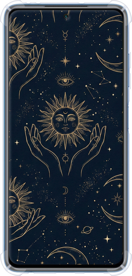 Силіконовий протиударний с посиленими кутами чехол Celestial Harmony: Sun & Moon Gold Mystic Pattern для Xiaomi Poco X3 Pro - 6778sp-2938 изображение 