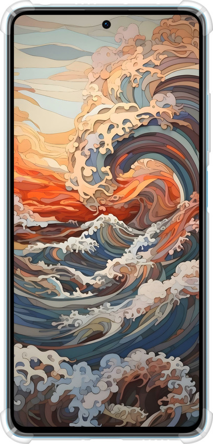 Силіконовий протиударний с посиленими кутами чехол Арт хвилі для Xiaomi Redmi Note 12 Pro Speed - 6324sp-3334 изображение 