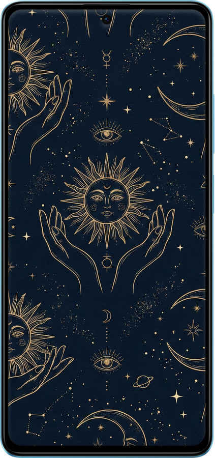 Силиконовый чехол Celestial Harmony: Sun & Moon Gold Mystic Pattern для Xiaomi Poco X5 Pro 5G - 6778u-3027 изображение 