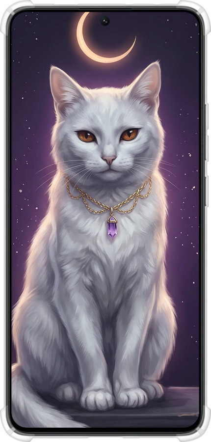 Силикон с усиленными углами чехол Mystic White Cat Gothic Dark Purple Gold для Xiaomi Poco X6 PRO - 6805sp-3497 изображение 