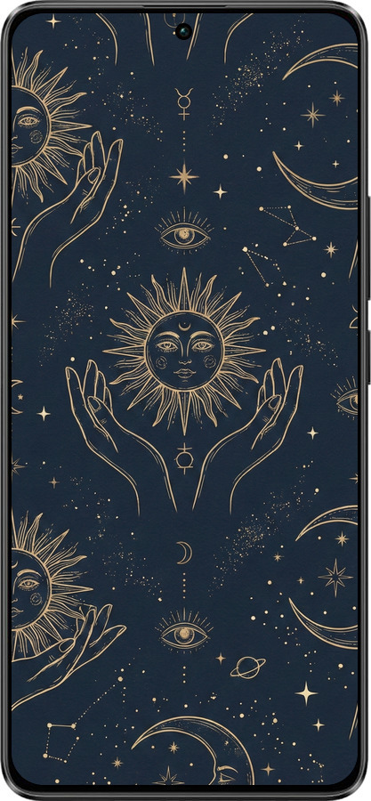 Силиконовый чехол Celestial Harmony: Sun & Moon Gold Mystic Pattern для Xiaomi Poco X6 - 6778u-3678 изображение 