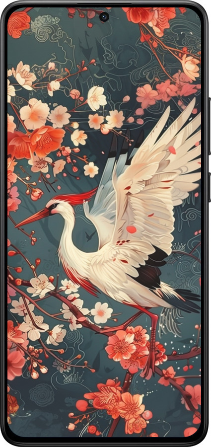 TPU чехол Сакура и аист для Xiaomi Turbo 4 - 6108b-4013 изображение 