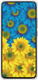 Силикон с усиленными углами чехол Жёлто-голубые цветы для Xiaomi POCO X7 PRO - 1048sp-3907 изображение 