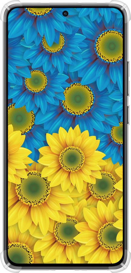 Силикон с усиленными углами чехол Жёлто-голубые цветы для Xiaomi POCO X7 PRO - 1048sp-3907 изображение 