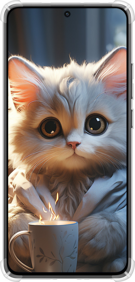 Силикон с усиленными углами чехол White cat для Xiaomi Turbo 4 - 5646sp-4013 изображение 