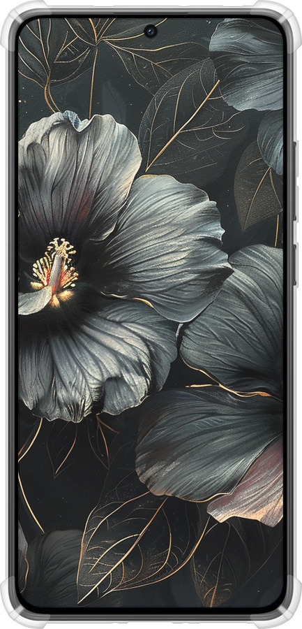 Силикон с усиленными углами чехол Черные цветы для Xiaomi Turbo 4 - 6031sp-4013 изображение 