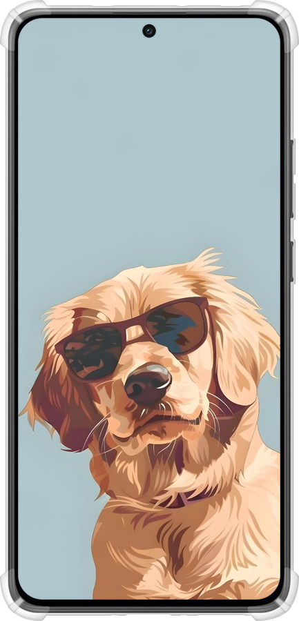 Силіконовий протиударний с посиленими кутами чехол Пес в очках для Xiaomi Turbo 4 - 6381sp-4013 изображение 