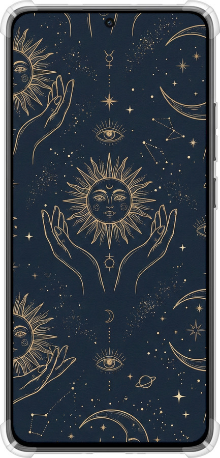 Силикон с усиленными углами чехол Celestial Harmony: Sun & Moon Gold Mystic Pattern для Xiaomi Turbo 4 - 6778sp-4013 изображение 
