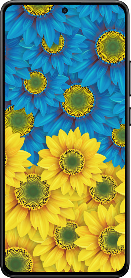 Силиконовый чехол Жёлто-голубые цветы для Xiaomi Turbo 4 - 1048u-4013 изображение 