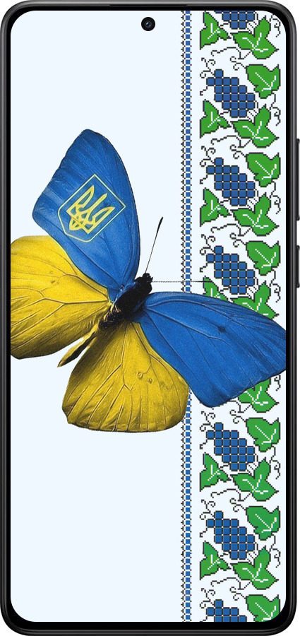 Силиконовый чехол Желто-голубая бабочка для Xiaomi POCO X7 PRO - 1054u-3907 изображение 