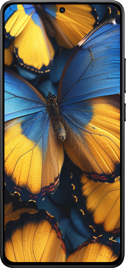 Силиконовый чехол Желто-голубые бабочки для Xiaomi Turbo 4 - 6046u-4013 изображение 