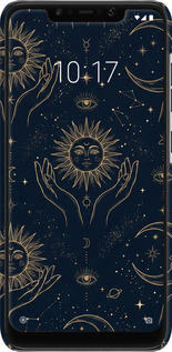 3D пластиковый матовый чехол Celestial Harmony: Sun & Moon Gold Mystic Pattern для Xiaomi Pocophone F1 - 6778m-1556 изображение 