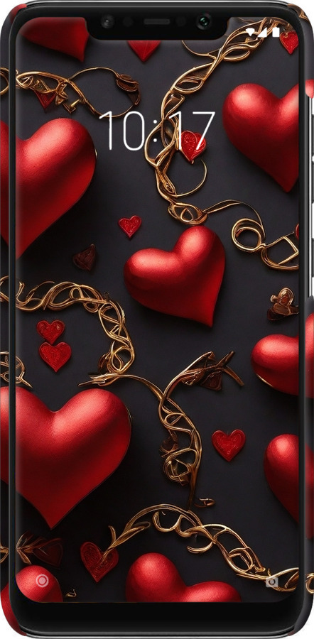 3D пластиковый матовый чехол Сердечки для Xiaomi Pocophone F1 - 5831m-1556 изображение 