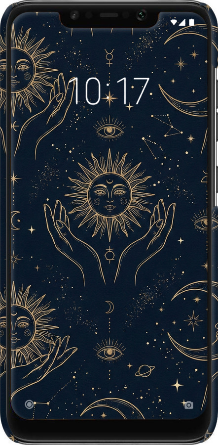 3D пластиковый матовый чехол Celestial Harmony: Sun & Moon Gold Mystic Pattern для Xiaomi Pocophone F1 - 6778m-1556 изображение 
