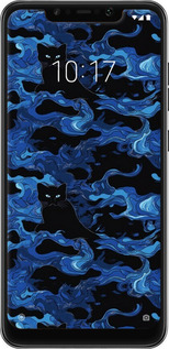 Силиконовый чехол Абстрактный узор черных котов на синем фоне для Xiaomi Pocophone F1 - 6525u-1556 изображение 
