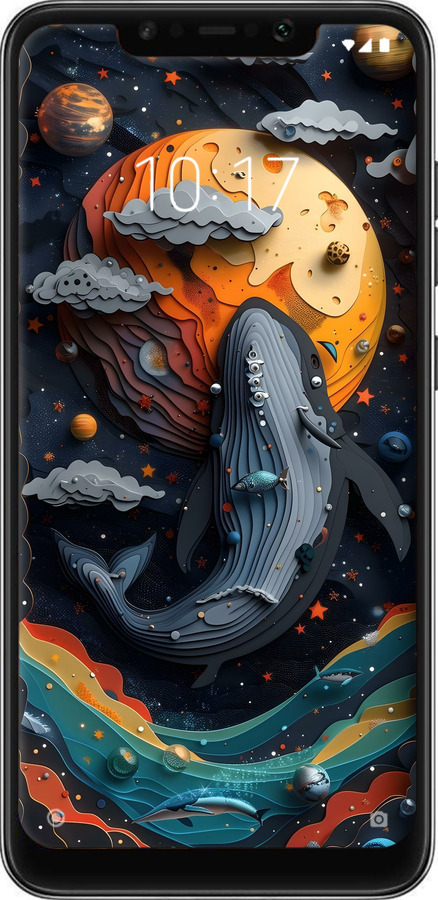 Силиконовый чехол Кит в космосе для Xiaomi Pocophone F1 - 6328u-1556 изображение 