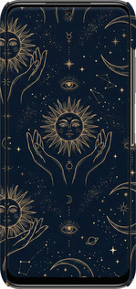 3D пластиковый матовый чехол Celestial Harmony: Sun & Moon Gold Mystic Pattern для Xiaomi Redmi 10 - 6778m-2488 изображение 