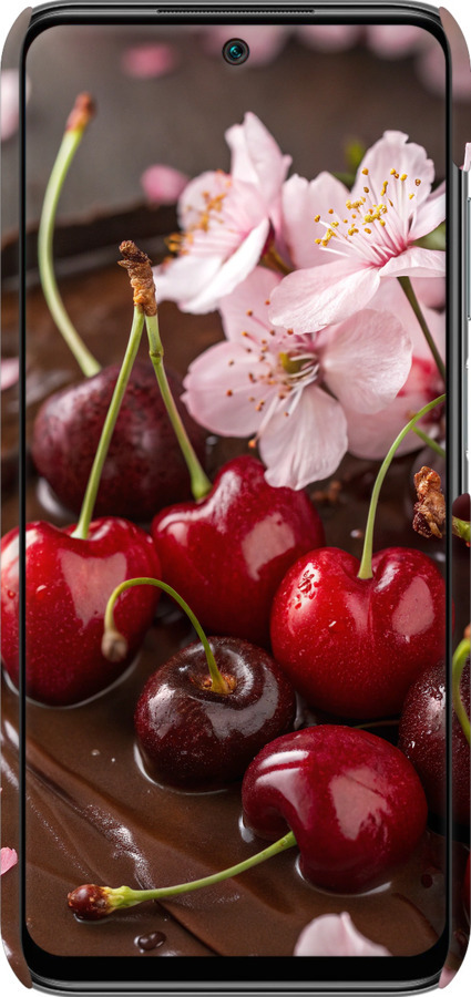 3D пластиковий матовий чехол Вишня у шоколаді для Xiaomi Redmi 10 - 6698m-2488 изображение 