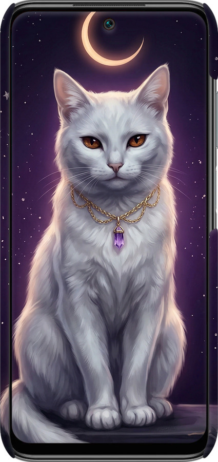 3D пластиковий матовий чехол Mystic White Cat Gothic Dark Purple Gold для Xiaomi Redmi 10 - 6805m-2488 изображение 
