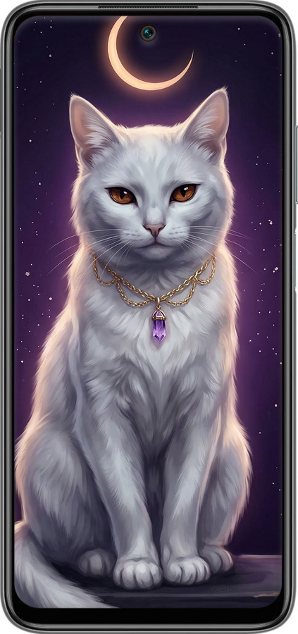 Силиконовый чехол Mystic White Cat Gothic Dark Purple Gold для Xiaomi Redmi 10 - 6805u-2488 изображение 