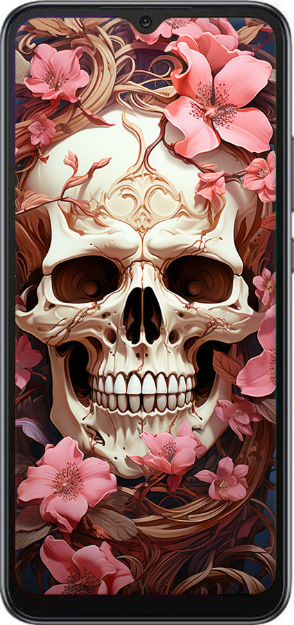 TPU чехол Череп в розовых цветах для Xiaomi Redmi 10A - 5965b-2578 изображение 