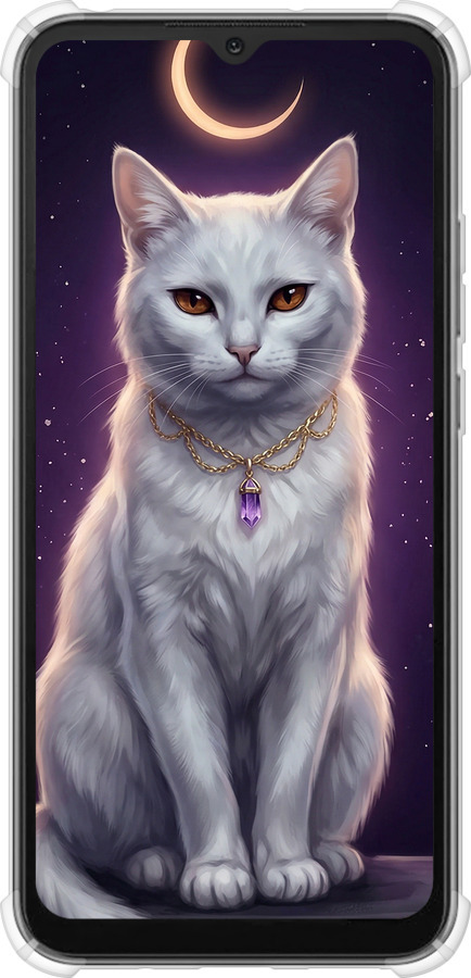 Силикон с усиленными углами чехол Mystic White Cat Gothic Dark Purple Gold для Xiaomi Redmi 10A - 6805sp-2578 изображение 