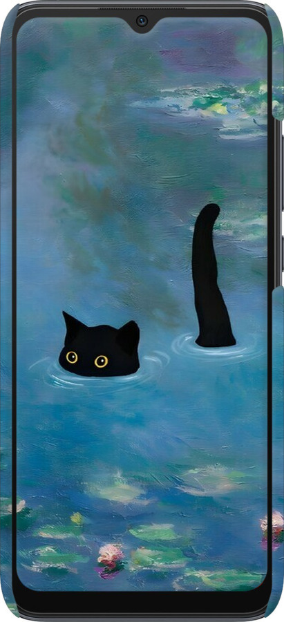 3D пластиковый матовый чехол С изображением кота и водяной лилии Monet для Xiaomi Redmi 10C - 6519m-2591 изображение 