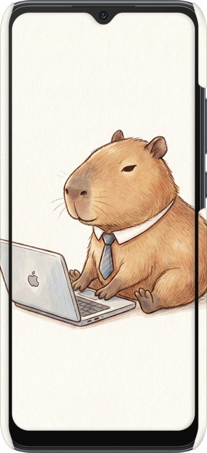 3D пластиковый матовый чехол Funny Capybara CEO Working для Xiaomi Redmi 10C - 6777m-2591 изображение 