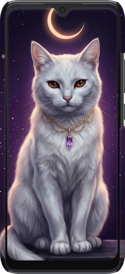 3D пластиковый матовый чехол Mystic White Cat Gothic Dark Purple Gold для Xiaomi Redmi 10C - 6805m-2591 изображение 