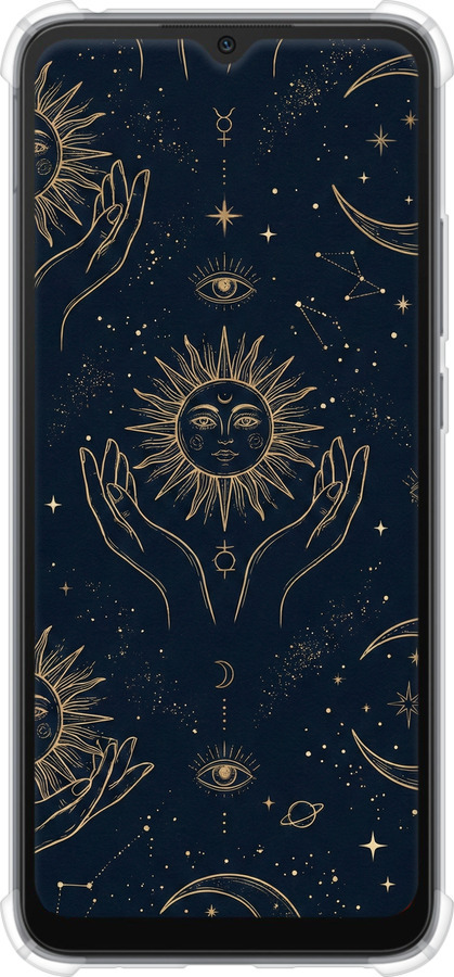 Силіконовий протиударний с посиленими кутами чехол Celestial Harmony: Sun & Moon Gold Mystic Pattern для Xiaomi Redmi 10C - 6778sp-2591 изображение 