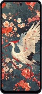 TPU чехол Сакура и аист для Xiaomi Poco M6 Pro 5G - 6108b-3859 изображение 