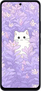 TPU чехол Котик в цветах для Xiaomi Poco M6 Pro 5G - 6390b-3859 изображение 