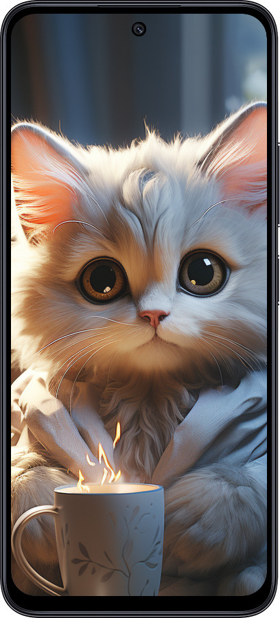 TPU чехол Білий кіт для Xiaomi Redmi 12 5G - 5646b-3194 изображение 