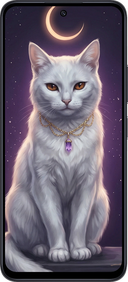 TPU чехол Mystic White Cat Gothic Dark Purple Gold для Xiaomi Redmi Note 12R - 6805b-3860 изображение 