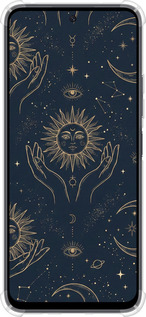 Силикон с усиленными углами чехол Celestial Harmony: Sun & Moon Gold Mystic Pattern для Xiaomi Redmi Note 12R - 6778sp-3860 изображение 