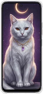 Силикон с усиленными углами чехол Mystic White Cat Gothic Dark Purple Gold для Xiaomi Poco M6 Pro 5G - 6805sp-3859 изображение 