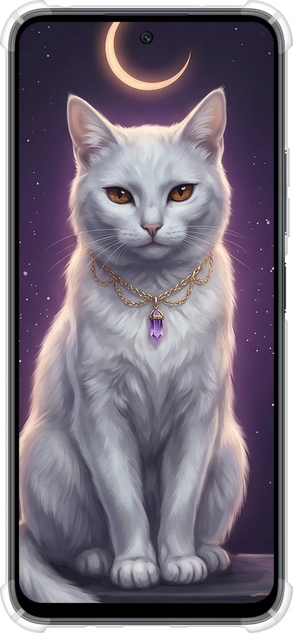 Силикон с усиленными углами чехол Mystic White Cat Gothic Dark Purple Gold для Xiaomi Poco M6 Pro 5G - 6805sp-3859 изображение 
