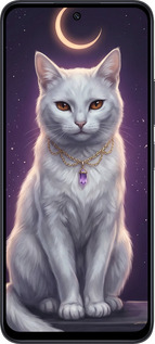 Силиконовый чехол Mystic White Cat Gothic Dark Purple Gold для Xiaomi Redmi Note 12R - 6805u-3860 изображение 